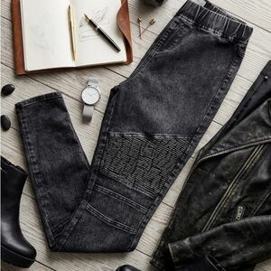 Easel Black Moto Pants Stretch Pull On Grunge Y2K Boho Ankle Jeans L